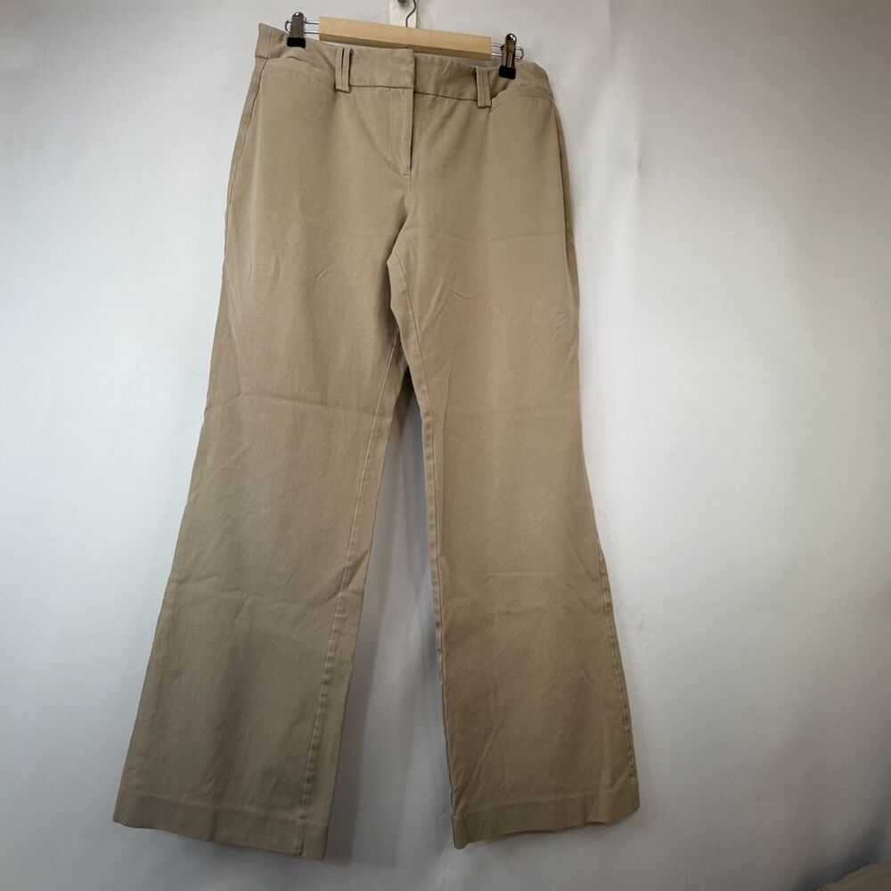Size 8 Ann Taylor Signature Wide Leg Dress Pants Cotton Blend Beige